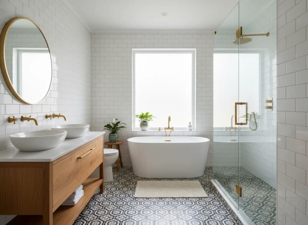 Bathroom interior remodeling and finish updates in progress