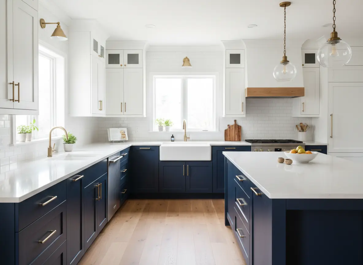 Remodeled kitchen with new cabinetry and countertops